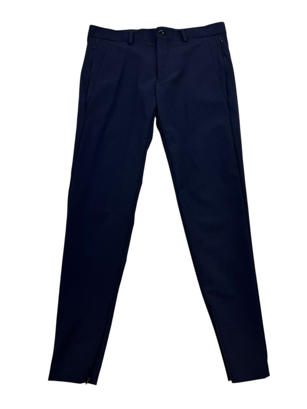 Zara Womens Ankle Zip Stretch Slim Fit Flat Front Dress Pants Size 31 Navy Blue